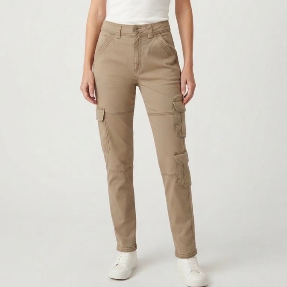 Abercrombie & Fitch High Rise Relaxed Cargo Utility Pants Tan Brown Size 26/2